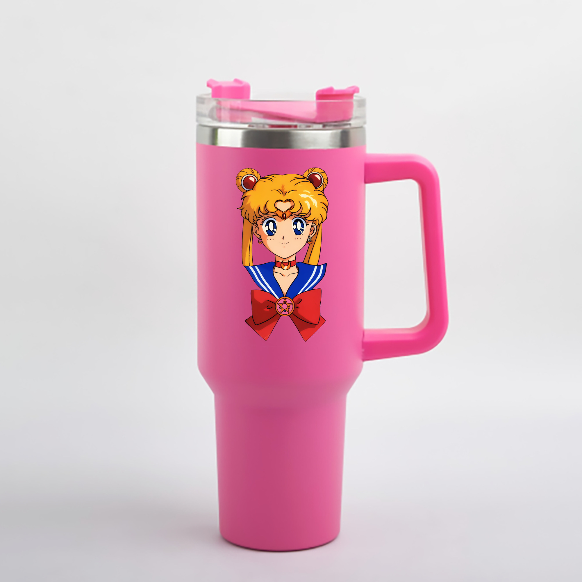 （画像用） 美少女戦士セーラームーン 月野 うさぎ つきの うさぎ Sailor Moon Tsukino Usagi 1200mL車用タンブラー - クリスタルステッカー（プラスチックストロー付き）